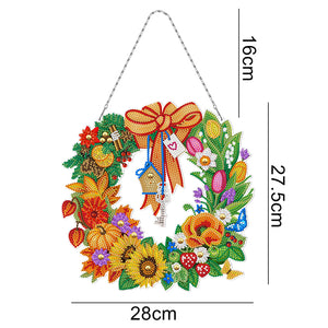 5D DIY Special Shaped Diamond Painting Xmas Wreath w/ Lamp String (YH25)