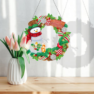 5D DIY Special Shaped Diamond Painting Xmas Wreath w/ Lamp String (YH29)