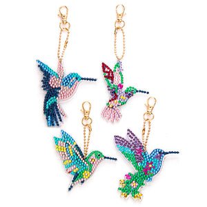 4pcs DIY Hummingbird Full Special Shaped Diamond Painting Keychain (AA915)