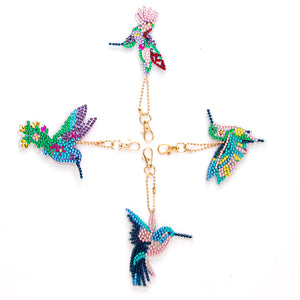 4pcs DIY Hummingbird Full Special Shaped Diamond Painting Keychain (AA915)