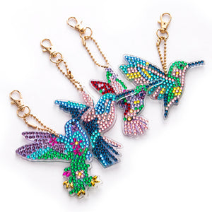 4pcs DIY Hummingbird Full Special Shaped Diamond Painting Keychain (AA915)