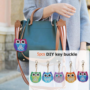 5pcs DIY Owl Full Special Shaped Diamond Painting Keychain Kit (DZ3080)