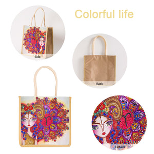 5D Diamond Painting Linen Bags DIY Aries Girl Eco Shopping Tote (GT5000)