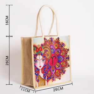 5D Diamond Painting Linen Bags DIY Aries Girl Eco Shopping Tote (GT5000)