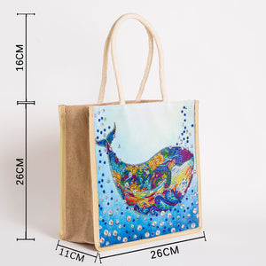 5D Diamond Painting Linen Bag DIY Dolphin Shopping Handbag Totes (GT5007)