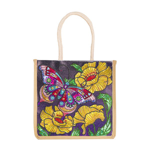 5D Diamond Painting Linen Bag DIY Butterfly Flower Shopping Totes (GT5008)