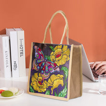 Load image into Gallery viewer, 5D Diamond Painting Linen Bag DIY Butterfly Flower Shopping Totes (GT5008)
