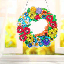 Load image into Gallery viewer, 5D DIY Diamond Painting Flower Wreath Kit with Chain Art Pendant (23x23cm)
