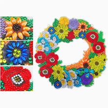 Load image into Gallery viewer, 5D DIY Diamond Painting Flower Wreath Kit with Chain Art Pendant (23x23cm)
