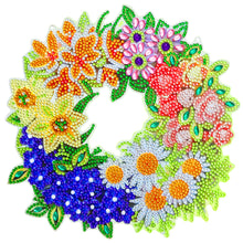 Load image into Gallery viewer, 5D DIY Diamond Painting Flower Wreath Kit with Chain Art Pendant (23x23cm)
