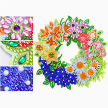 Load image into Gallery viewer, 5D DIY Diamond Painting Flower Wreath Kit with Chain Art Pendant (23x23cm)
