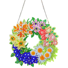 Load image into Gallery viewer, 5D DIY Diamond Painting Flower Wreath Kit with Chain Art Pendant (23x23cm)
