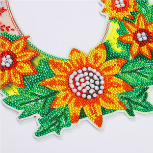 5D DIY Diamond Painting U-Shaped Flower Wreath Kit with Chain Art (23x28cm)