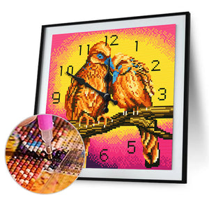 Full Round Diamond Clock DIY Wall Art Mosaic Clocks Bird Home Decor (ZB304)