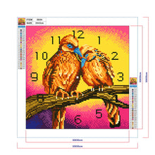 Load image into Gallery viewer, Full Round Diamond Clock DIY Wall Art Mosaic Clocks Bird Home Decor (ZB304)
