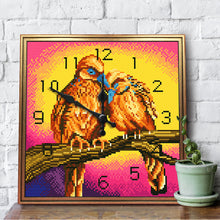 Load image into Gallery viewer, Full Round Diamond Clock DIY Wall Art Mosaic Clocks Bird Home Decor (ZB304)
