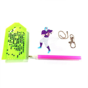 5pcs Diamond Keychains Art Craft DIY Double-sided Kid Adult Gifts (AA989)