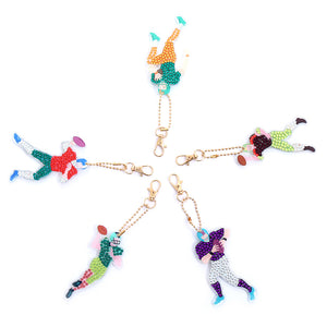 5pcs Diamond Keychains Art Craft DIY Double-sided Kid Adult Gifts (AA989)