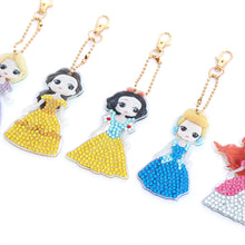 Load image into Gallery viewer, 5pcs DIY Diamond Painting Keychain Girl Bag Pendant Mosaic Craft Keyrings
