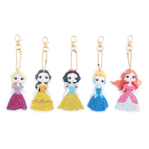 5pcs DIY Diamond Painting Keychain Girl Bag Pendant Mosaic Craft Keyrings
