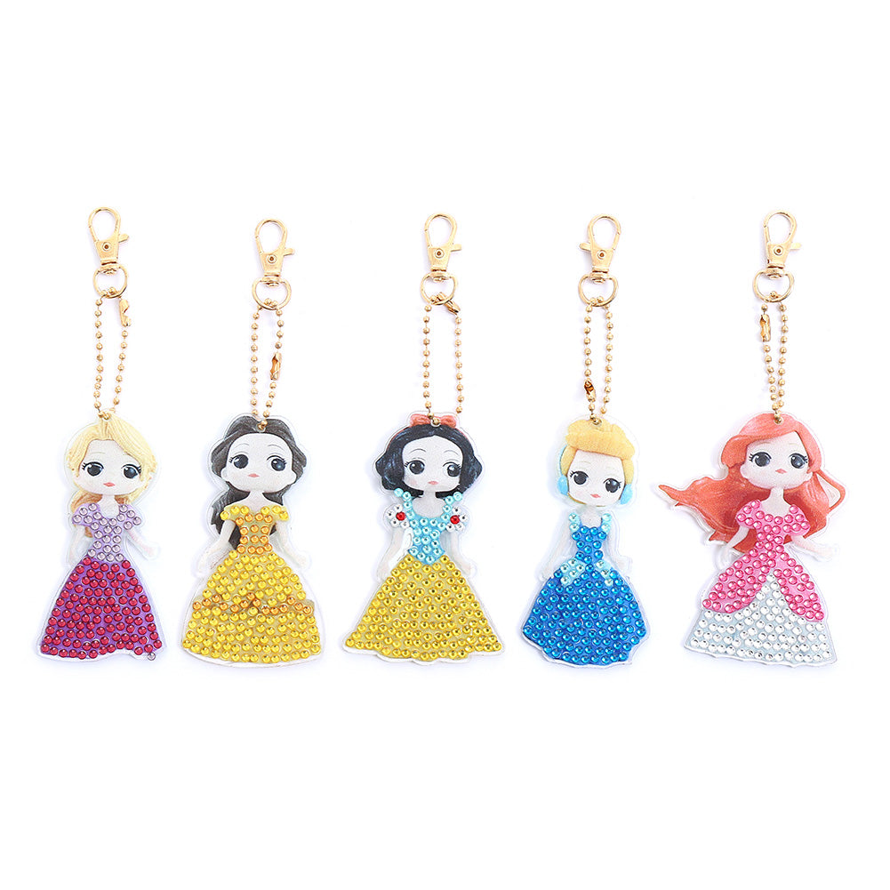 5pcs DIY Diamond Painting Keychain Girl Bag Pendant Mosaic Craft Keyrings