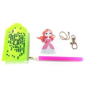 5pcs DIY Diamond Painting Keychain Girl Bag Pendant Mosaic Craft Keyrings