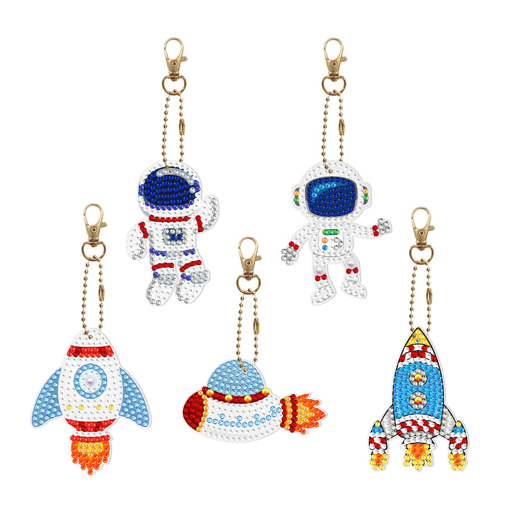 5pcs Diamond Painting Keychain DIY Planet Man Key Ring Pendants (YSK082)