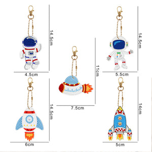 5pcs Diamond Painting Keychain DIY Planet Man Key Ring Pendants (YSK082)