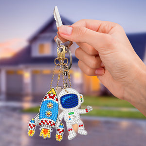 5pcs Diamond Painting Keychain DIY Planet Man Key Ring Pendants (YSK082)