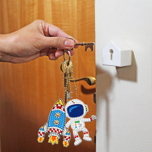 5pcs Diamond Painting Keychain DIY Planet Man Key Ring Pendants (YSK082)