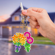 Load image into Gallery viewer, 5pcs Diamond Painting Keychain DIY Bouquet Key Ring Pendants (YSK083)
