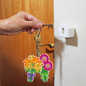 5pcs Diamond Painting Keychain DIY Bouquet Key Ring Pendants (YSK083)