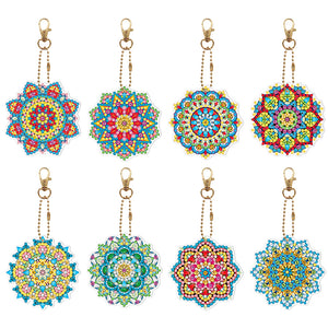 5pcs Diamond Painting Keychain DIY Mandala Key Ring Pendants (YSK084)