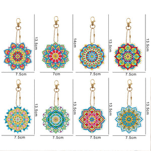 5pcs Diamond Painting Keychain DIY Mandala Key Ring Pendants (YSK084)