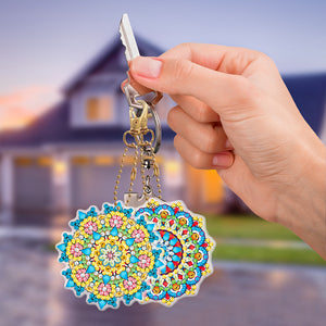5pcs Diamond Painting Keychain DIY Mandala Key Ring Pendants (YSK084)