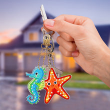 Load image into Gallery viewer, 5pcs Diamond Painting Keychain DIY Marine Life Key Ring Pendants (YSK085)
