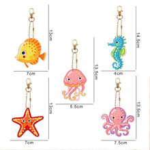 Load image into Gallery viewer, 5pcs Diamond Painting Keychain DIY Marine Life Key Ring Pendants (YSK085)
