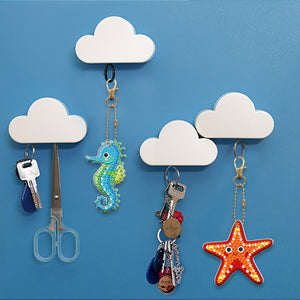 5pcs Diamond Painting Keychain DIY Marine Life Key Ring Pendants (YSK085)