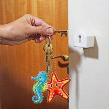 Load image into Gallery viewer, 5pcs Diamond Painting Keychain DIY Marine Life Key Ring Pendants (YSK085)
