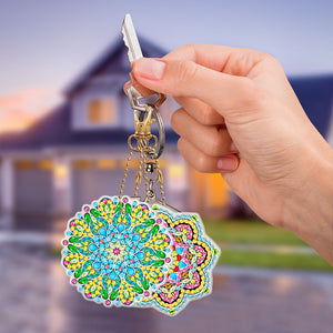 5pcs Diamond Painting Keychain DIY Mandala Key Ring Pendants (YSK086)