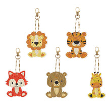 Load image into Gallery viewer, 5pcs Diamond Painting Keychain DIY Lion Animal Key Ring Pendants (YSK087)
