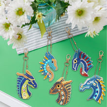 Load image into Gallery viewer, 5pcs Diamond Painting Keychain DIY Dragon Animal Key Ring Pendants (YSK090)
