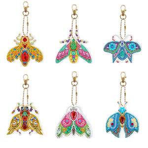 5pcs Diamond Painting Keychain DIY Insect Animal Key Ring Pendants (YSK091)