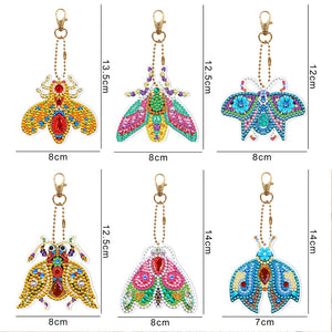 5pcs Diamond Painting Keychain DIY Insect Animal Key Ring Pendants (YSK091)