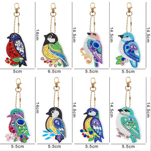 5pcs Diamond Painting Keychain DIY Bird Animal Key Ring Pendants (YSK092)