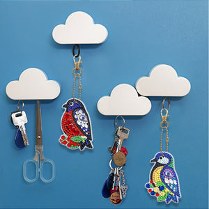 5pcs Diamond Painting Keychain DIY Bird Animal Key Ring Pendants (YSK092)