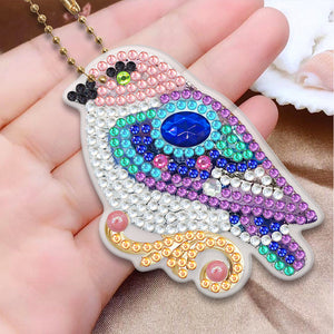 5pcs Diamond Painting Keychain DIY Bird Animal Key Ring Pendants (YSK092)