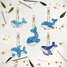 Load image into Gallery viewer, 5pcs Diamond Painting Keychain DIY Whale Animal Key Ring Pendants (YSK093)
