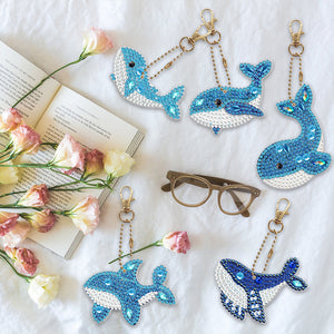5pcs Diamond Painting Keychain DIY Whale Animal Key Ring Pendants (YSK093)