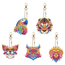 Load image into Gallery viewer, 5pcs Diamond Painting Keychain DIY Tiger Animal Key Ring Pendants (YSK094)
